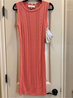 Guess Peach Coral Adaline Sleeveless Thin Sweater Dress Womens S NWT